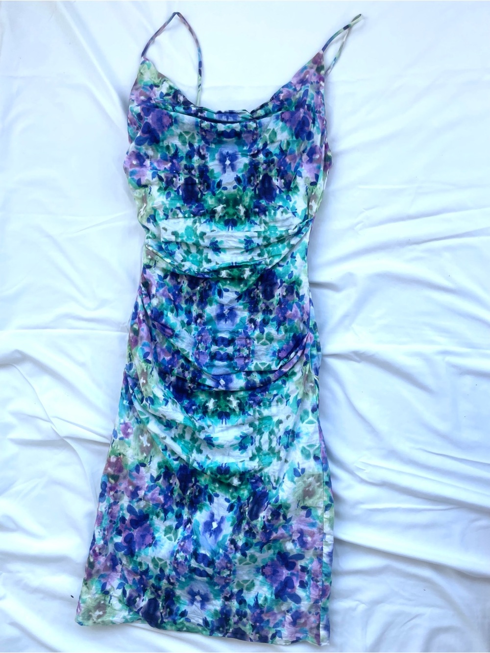 VTG Nicole Miller Gold Label Stretchy Watercolor cotton Mini dress